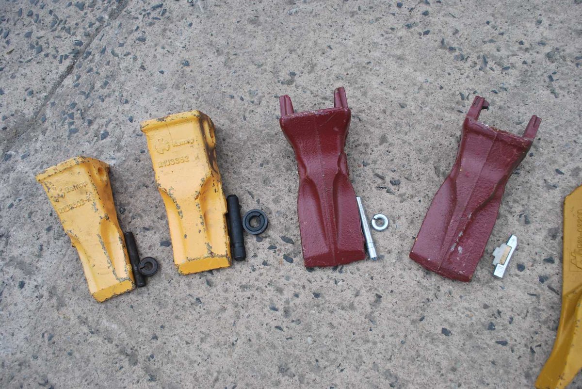 Excavator Bucket Teeth BDI Weld-on Flush Mount 2A Bucket Teeth & Shanks - 5 Set With Pins For Backhoe & Excavator Backhoe Bucket Teeth